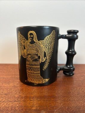 Virgo Portmeirion Black and Gold Zodiac Ceramic Tea or Coffee Mug Good Condition